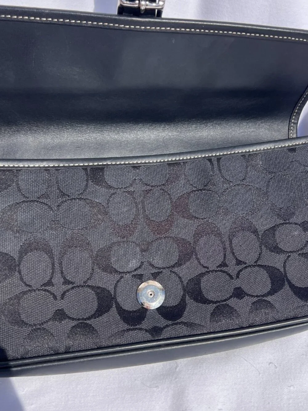 Coach Black Jacquard Monogram Canvas Shoulder Bag 6095